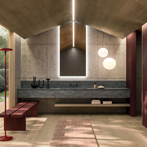 Mobile da Bagno sospeso 360Gradi 04 in Corian di Arrital