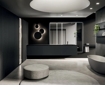 Mobile da Bagno sospeso 360Gradi 07 in Rovere laccato Nero di Arrital