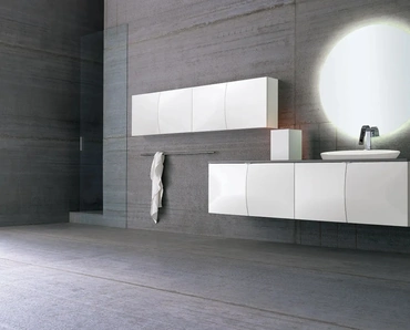 Mobile da Bagno sospeso laccato Bianco lucido Bombo 04 di Archeda