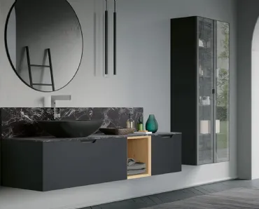 Mobile da Bagno sospeso laccato Ferro Quaranta5 06 di Archeda