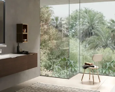 Mobile da Bagno sospeso in Eucalipto affumicato Quaranta5 01 di Archeda