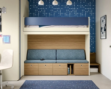 Cameretta con letti a castello Skid di Nidi