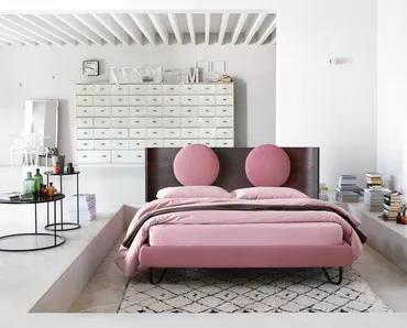 Letto Hugh One con testiera in Noce di Noctis