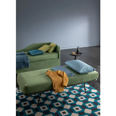 Letto singolo in tessuto Prime Colibrì angolare sagomato destro con letto estraibile di Altrenotti