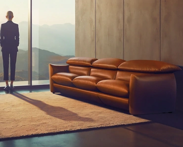 Divano lineare in pelle Choco Magic di Calia
