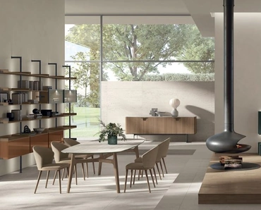 Sedia Meryl in tessuto e legno di Tomasella