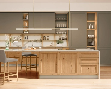 Cucina Moderna in rovere con penisola Milano 01 di Veneta Cucine