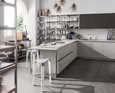 Cucina Moderna Start-Time J 07 finitura Antracite e Grigio di Veneta Cucine